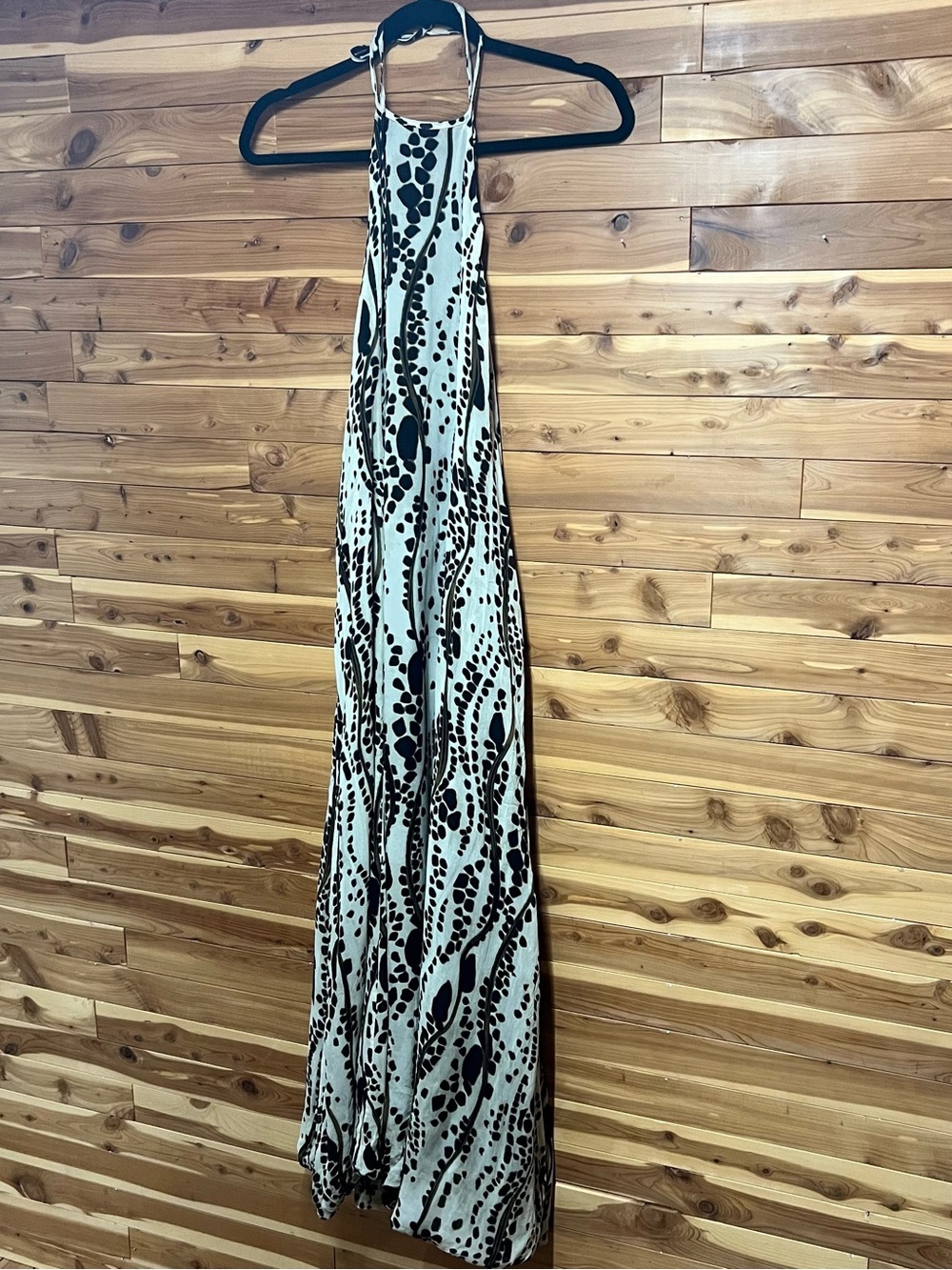 Zara Black and White Printed Halter Maxi Dress - Picture 3 of 4